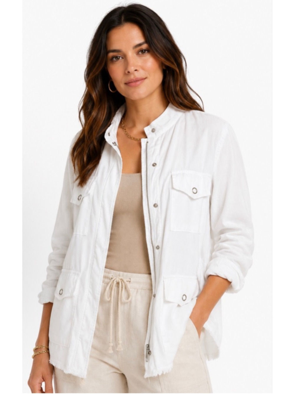 Women's MULTIPLES White Utility Jacket L